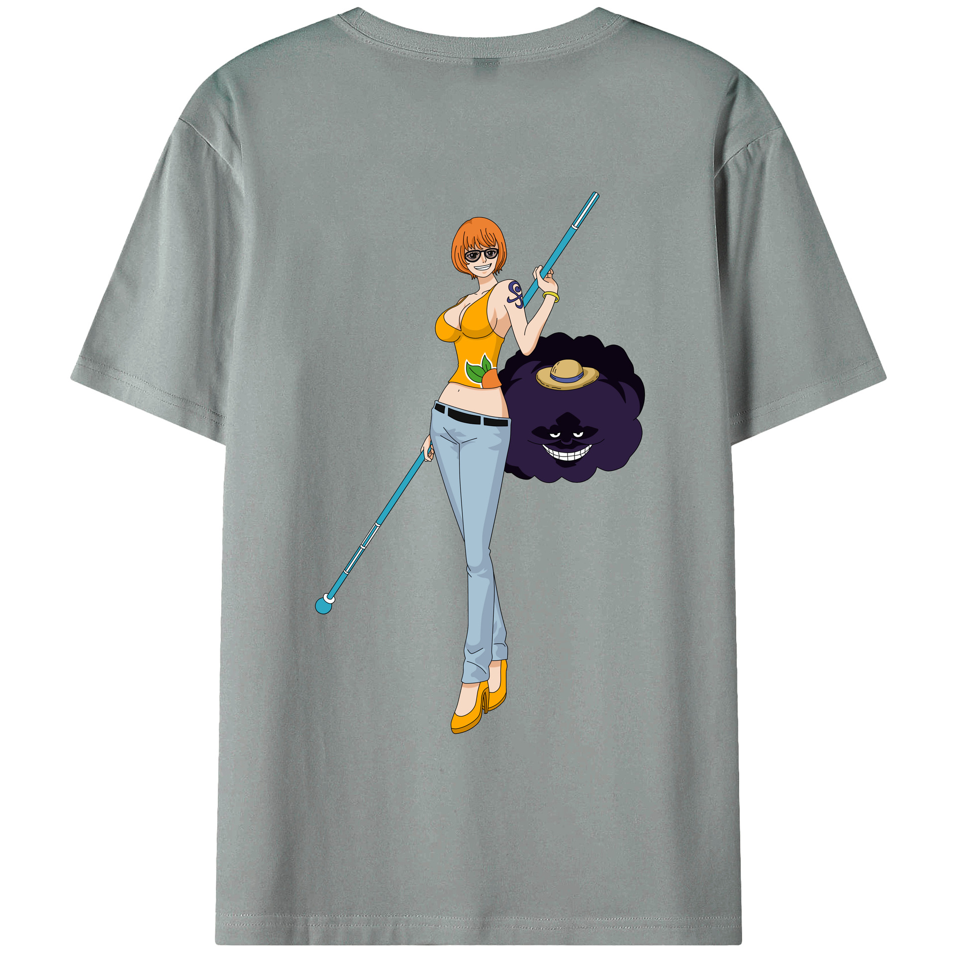 （画像用） ワンピース ナミ ONE PIECE Nami 綿100％ メンズ半袖Tシャツ（バックプリント） 通気性